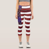 Moderne amerikanische Flagge Capri Leggings (Vorderseite)