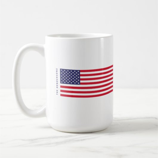 Moderne amerikanische Flaggen Streifen 4. Juli Kaffeetasse (Links)