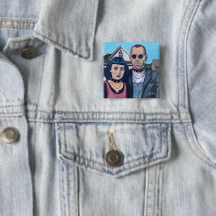 Moderne amerikanische gotische Kunst - Inspiriert Button