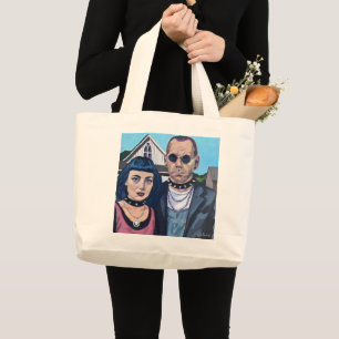 Moderne amerikanische gotische Kunst - Inspiriert Jumbo Stoffbeutel