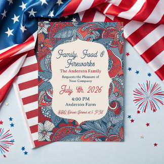 Moderne amerikanische Paisley-Einladung zum vierte Einladung