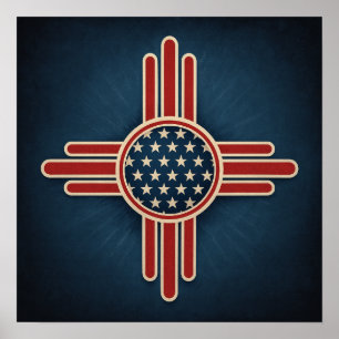 Moderne amerikanische Zia-Emblem – Fettre Patriote Poster