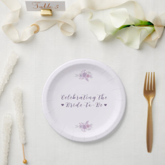 Moderne Amethyst Florale Brautparty individuell an Pappteller