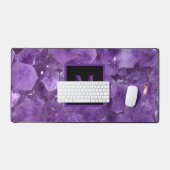 Moderne Amethyst Geburtsstein-Monogramm-Name Schreibtischunterlage (Tastatur & Maus)