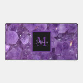 Moderne Amethyst Geburtsstein-Monogramm-Name Schreibtischunterlage (Vorderseite)