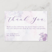 Moderne Amethyst-Wasserfarbe-Script-Brautparty Dankeskarte (Vorderseite)