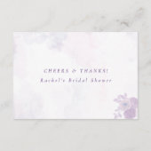 Moderne Amethyst-Wasserfarbe-Script-Brautparty Dankeskarte (Rückseite)