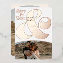 Moderne Ampere und 2 Fotos Save the Date Rose Gold