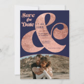 Moderne Ampere und Rose Gold 2 Fotos Save the Date (Vorderseite)