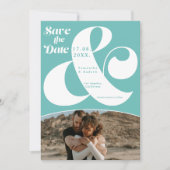 Moderne Ampere und Türkis 2 Foto Save the Date (Vorderseite)