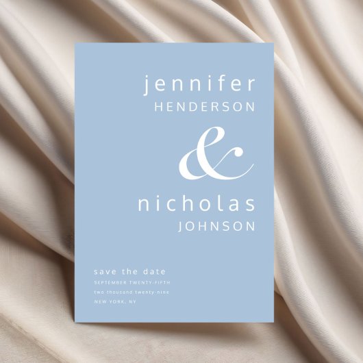 Moderne Ampere und Typografie Blaue Hochzeit Save The Date