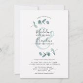 Moderne Ampersand-Eukalyptus-Schriftzeichen Hochze Einladung (Vorderseite)