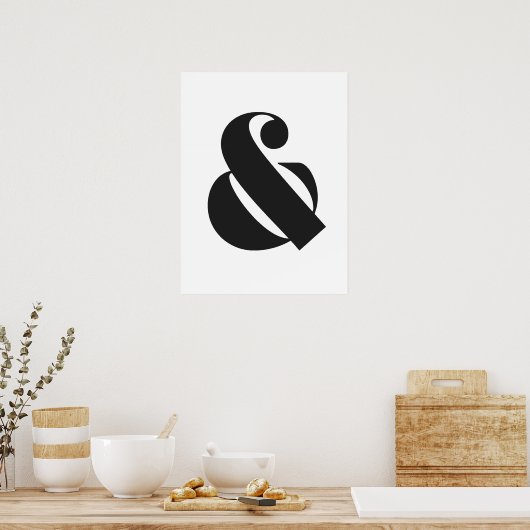 Moderne Ampersand Schwarz-Weiß-Typografie Print Poster (Küche)