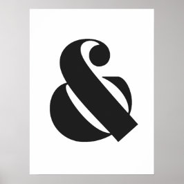 Moderne Ampersand Schwarz-Weiß-Typografie Print Poster