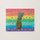 Moderne Ananas-Aquarell-Streifen und Stellen Puzzle (Horizontal)