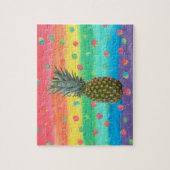 Moderne Ananas-Aquarell-Streifen und Stellen Puzzle (Vertikal)