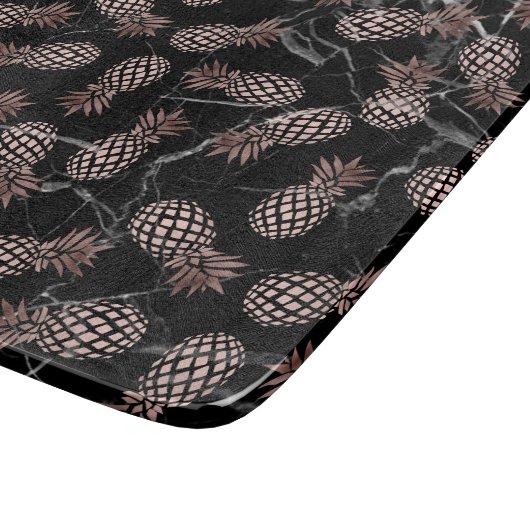 Moderne Ananas aus schwarzem Marmor Rose Schneidebrett (Ecke)