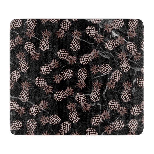 Moderne Ananas aus schwarzem Marmor Rose Schneidebrett (Vorderseite)