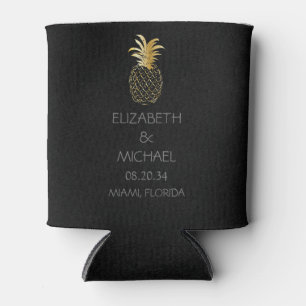 Moderne Ananas-Hochzeit mit schwarzem Gold Dosenkühler