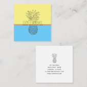 Moderne Ananas-Illustration Gelb und Blau Quadratische Visitenkarte (Vorne/Hinten)