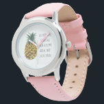 Moderne Ananas mit Aquarellfarbe & positives Zitat Armbanduhr<br><div class="desc">Moderne Ananas mit Aquarellfarbe & positives Zitat</div>
