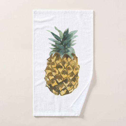 Moderne Ananas mit Aquarellfarbe & positives Zitat Badhandtuch Set (Handtuch)