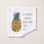 Moderne Ananas mit Aquarellfarbe & positives Zitat Badhandtuch Set (Waschlappen)