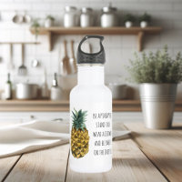 Moderne Ananas mit Aquarellfarbe & positives Zitat