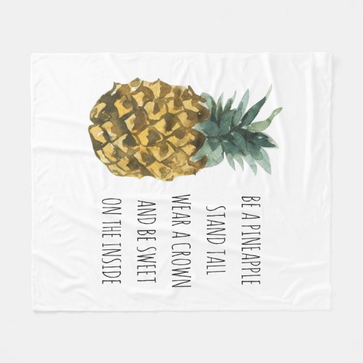 Moderne Ananas mit Aquarellfarbe & positives Zitat Fleecedecke (Vorderseite (Horizontal))