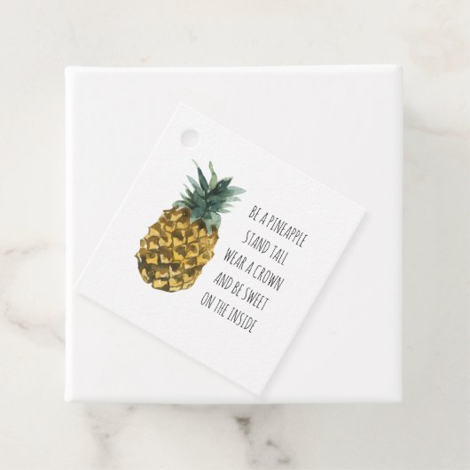 Moderne Ananas mit Aquarellfarbe & positives Zitat Geschenkanhänger (Beispiel)