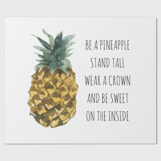 Moderne Ananas mit Aquarellfarbe & positives Zitat Geschenkpapier (Flach)
