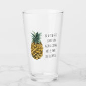 Moderne Ananas mit Aquarellfarbe & positives Zitat Glas (Vorderseite)