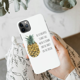 Moderne Ananas mit Aquarellfarbe & positives Zitat iPhone 11Pro Max Hülle