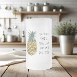Moderne Ananas mit Aquarellfarbe & positives Zitat Mattglas Bierglas