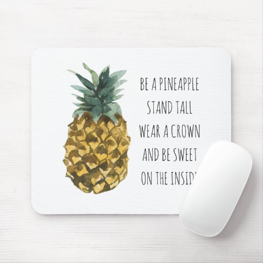 Moderne Ananas mit Aquarellfarbe & positives Zitat Mousepad (Mit Mouse)