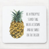 Moderne Ananas mit Aquarellfarbe & positives Zitat Mousepad (Vorne)
