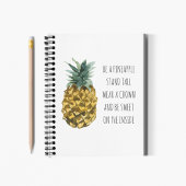 Moderne Ananas mit Aquarellfarbe & positives Zitat Notizblock