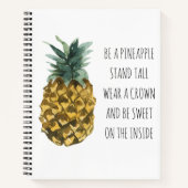 Moderne Ananas mit Aquarellfarbe & positives Zitat Notizblock (Vorderseite)