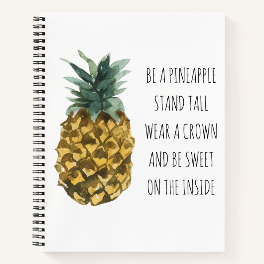 Moderne Ananas mit Aquarellfarbe & positives Zitat Notizblock (Vorderseite)