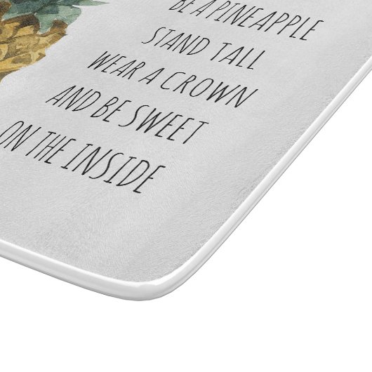 Moderne Ananas mit Aquarellfarbe & positives Zitat Schneidebrett (Ecke)