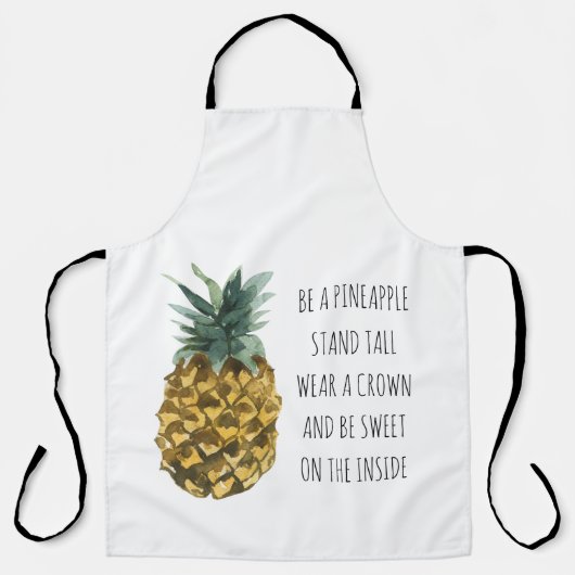 Moderne Ananas mit Aquarellfarbe & positives Zitat Schürze (Vorderseite)