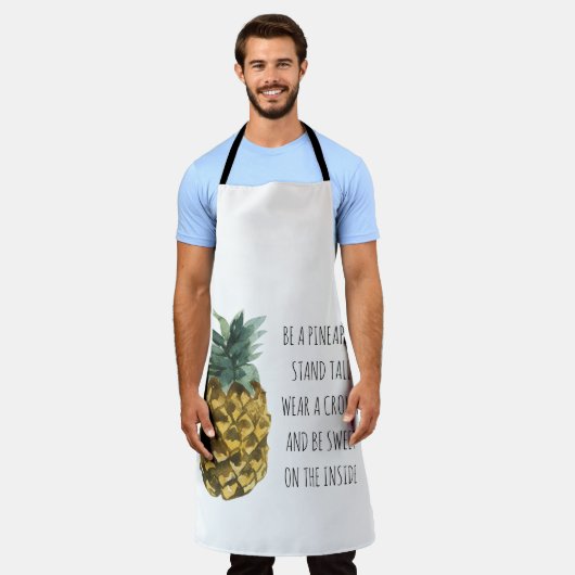 Moderne Ananas mit Aquarellfarbe & positives Zitat Schürze (Getragen)
