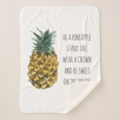 Moderne Ananas mit Aquarellfarbe & positives Zitat Sherpadecke (Vorderseite)