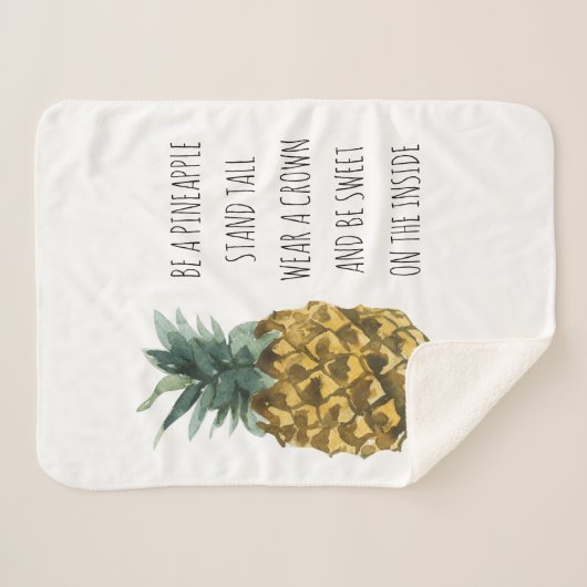 Moderne Ananas mit Aquarellfarbe & positives Zitat Sherpadecke (Vorderseite (Horizontal))