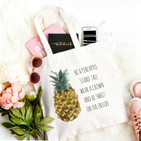 Moderne Ananas mit Aquarellfarbe & positives Zitat
