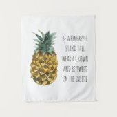 Moderne Ananas mit Aquarellfarbe & positives Zitat Wandteppich (Vorderseite)
