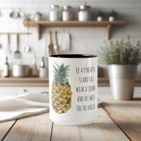 Moderne Ananas mit Aquarellfarbe & positives Zitat