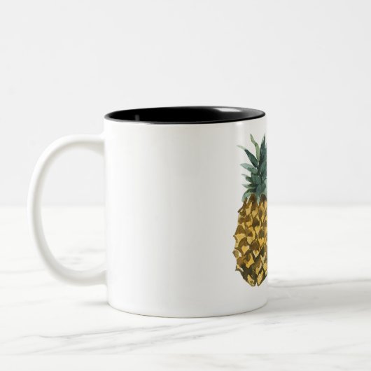 Moderne Ananas mit Aquarellfarbe & positives Zitat Zweifarbige Tasse (Links)