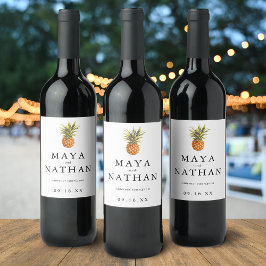 Moderne Ananas Personalisiert Weinetikett