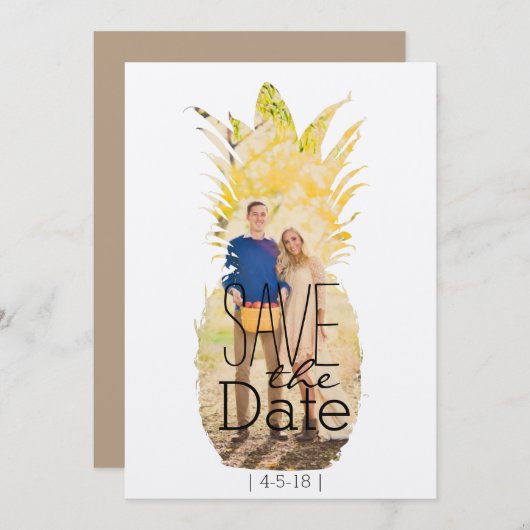 Moderne Ananas Save the Date | Tropische Hochzeit (Vorne/Hinten)